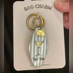 Travel Martini “Tini Time” Gold and Blue Striped Bag Charm